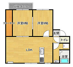 エレガンス西尾 2LDKの間取図画像