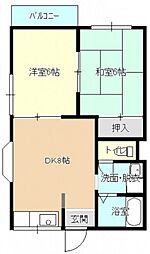 コーポホワイトハウス 2DKの間取図画像