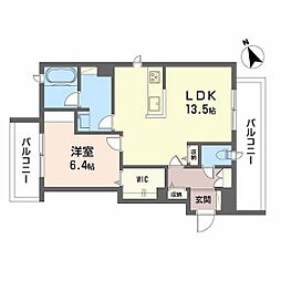 セントラル山田 2階1LDKの間取り