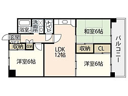 吉見園コーポ 3LDKの間取図画像