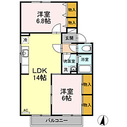 フォレストヴィラC 2LDKの間取図画像