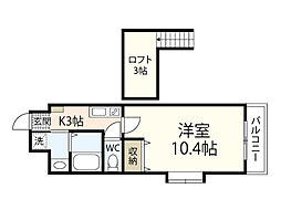土井ビル・22 1Kの間取図画像