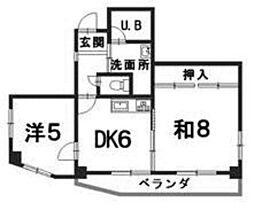 比治山パークサイドビル 2DKの間取図画像