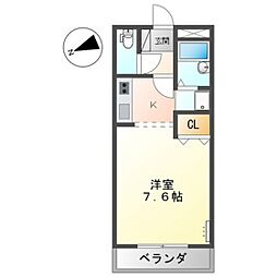 E・CREST 1Kの間取図画像