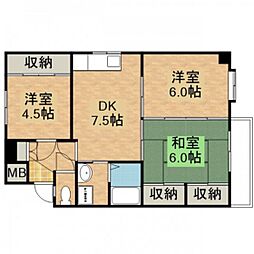 昭和中町Uビル 3DKの間取図画像