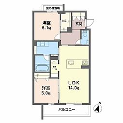 Balloonflower North 2LDKの間取図画像