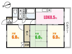 コーポ杉原 3LDKの間取図画像