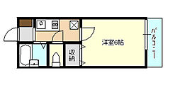 セジュール祇園 1Kの間取図画像