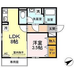 ウィットK 1LDKの間取図画像