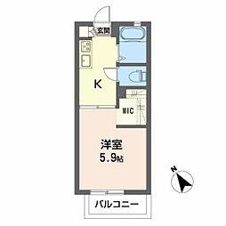 フレグランスY 1Kの間取図画像