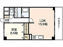 エスペランサ大町 1LDKの間取図画像