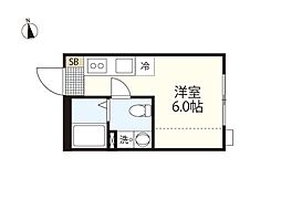 COLLINA向洋中町 ワンルームの間取図画像