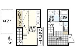 クレシア古市橋駅南 ワンルームの間取図画像