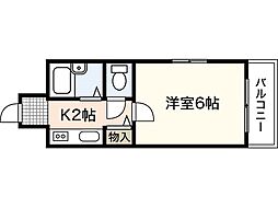 メルカード弐番館 1Kの間取図画像