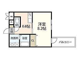 セレナーデ東雲本町 1Kの間取図画像