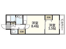 山本レジデンス 1LDKの間取図画像