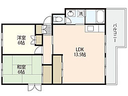 第2ビューハイツ 2LDKの間取図画像