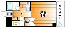 メゾン大上 1Kの間取図画像