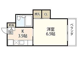 プレアール己斐 1Kの間取図画像