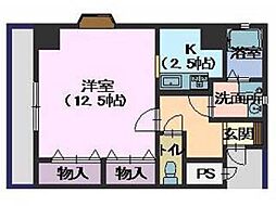 PetitRiviere2番館 1Kの間取図画像