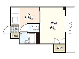 コーポ佐々木 1Kの間取図画像