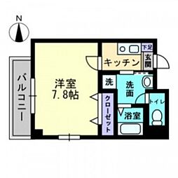 キャッスル大手町 1Kの間取図画像