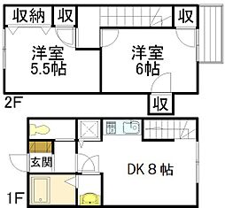 リベアード西十日市 2LDKの間取図画像