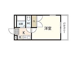 レオパレス城南田村 1Kの間取図画像