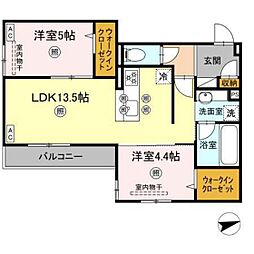 ミネット舟入南 2LDKの間取図画像