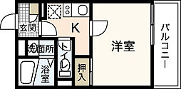 レオネクストM&H2 1Kの間取図画像