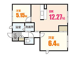 フォーリスト中筋2 2LDKの間取図画像