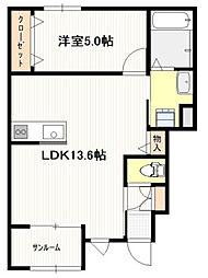 キャベンディッシュ上の浜 1SLDKの間取図画像