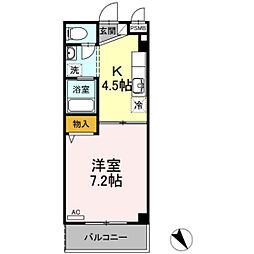 ローズハイムとくまる 1Kの間取図画像