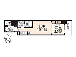 S-RESIDENCE東千田公園alesia 1LDKの間取図画像