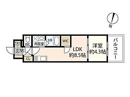 アーバイン比治山 1LDKの間取図画像