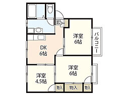 野代ハイツ 3DKの間取図画像