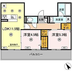campanella庚午北 2LDKの間取図画像