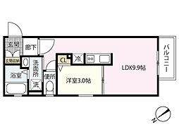 F・R2 1LDKの間取図画像
