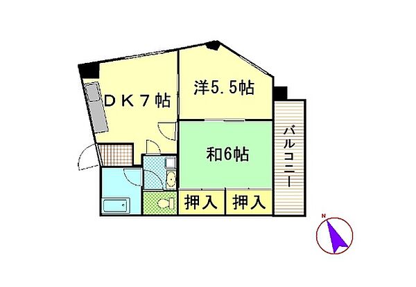 東宝ビル ｜広島県広島市中区大手町5丁目(賃貸マンション2DK・2階・39.00㎡)の写真 その2