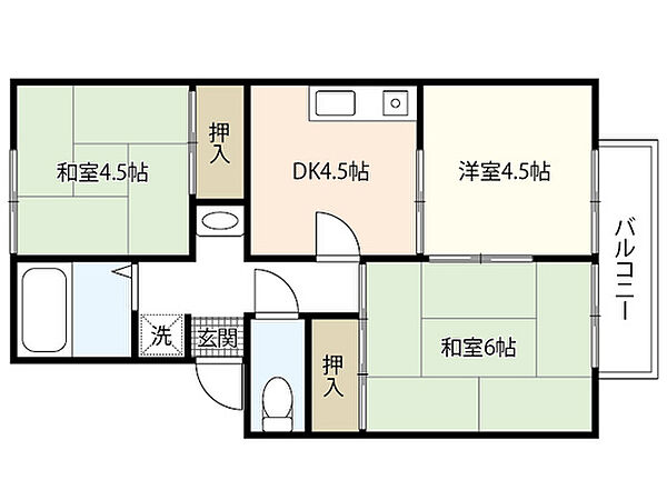 プレジール梶山 ｜広島県広島市西区己斐上1丁目(賃貸アパート3DK・2階・46.28㎡)の写真 その2