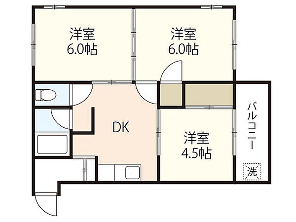 武藤フラワーマンション ｜広島県広島市西区庚午北2丁目(賃貸マンション3DK・3階・46.00㎡)の写真 その2