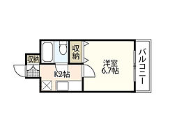 アクシス翠町 4階1Kの間取り