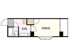 パルコープ庚午 1Kの間取図画像