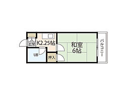 梅が台コーポ 3階1Kの間取り