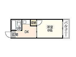 サンコーポ 1DKの間取図画像