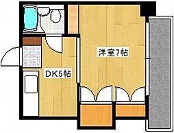 サンハイムうえだ 1DKの間取図画像