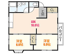 ハイム寺尾 1階2LDKの間取り