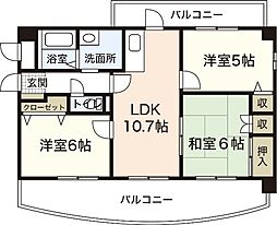 エラーヴル楽々園 3LDKの間取図画像