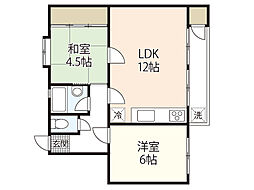 鈴が台団地分譲住宅G棟 2階2LDKの間取り