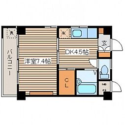 コートドール3 2階1DKの間取り